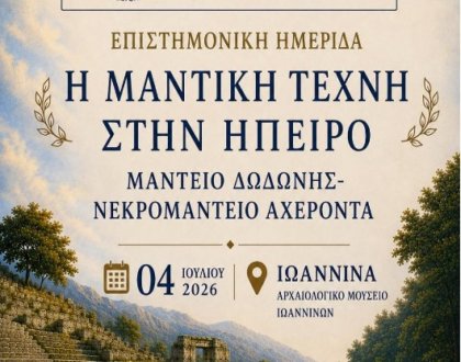 Επιστημονική ημερίδα «Η Μαντική Τέχνη στην Ήπειρο: Μαντείο Δωδώνης και Νεκρομαντείο Αχέροντα»